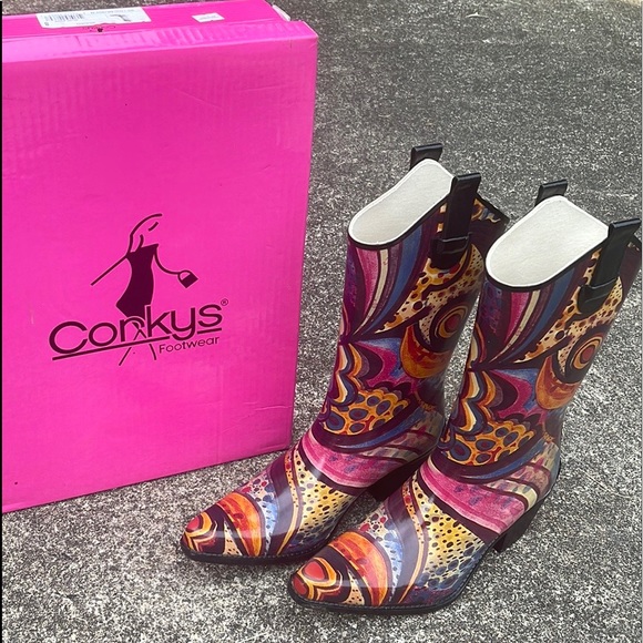 Corkys Shoes Corkys Wild Multiswirl Rubber Pointed Cowboy Rain